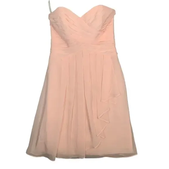 Chiffon Mini Dress Baby Pink Ladies Size 4 Wedding Party - Picture 1 of 8
